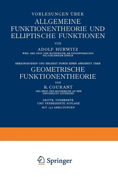 bokomslag Vorlesungen ber Allgemeine Funktionentheorie und Elliptische Funktionen