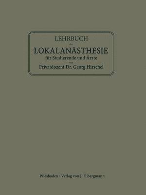 bokomslag Lehrbuch der Lokalansthesie fr Studierende und rzte