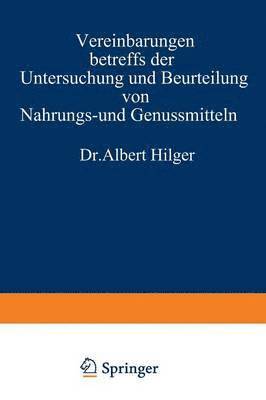 bokomslag Vereinbarungen betreffs der Untersuchung und Beurteilung von Nahrungs- und Genussmitteln sowie Gebrauchsgegenstnden