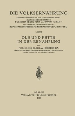 bokomslag Öle und Fette in der Ernährung