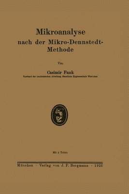 bokomslag Mikroanalyse nach der Mikro-Dennstedt-Methode