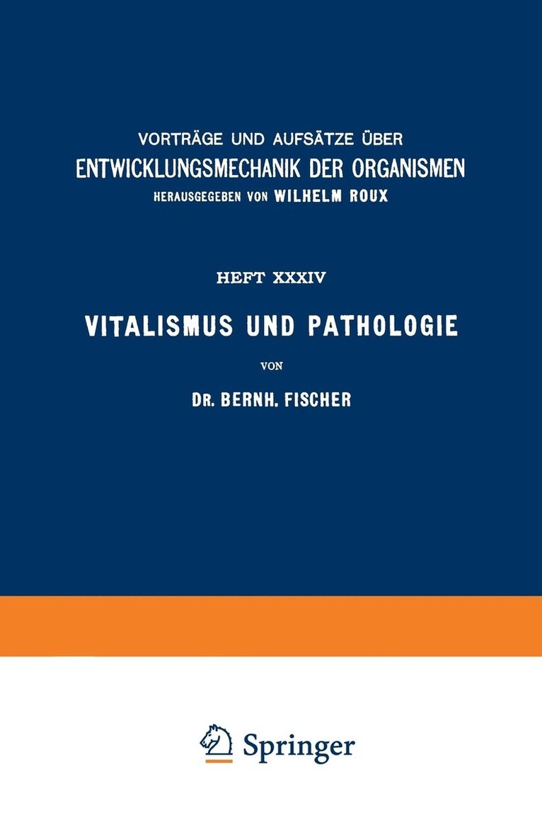 Vitalismus und Pathologie