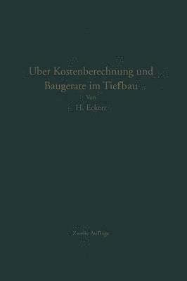 bokomslag ber Kostenberechnung und Baugerte im Tiefbau