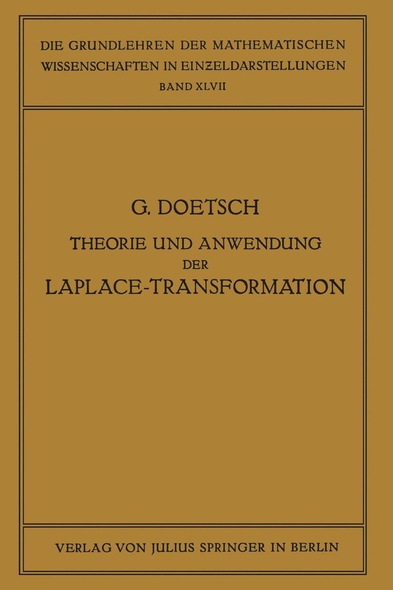 Theorie und Anwendung der Laplace-Transformation