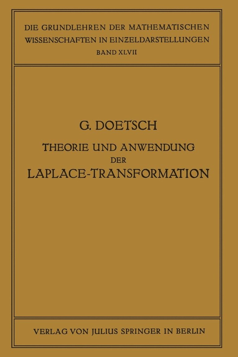 Theorie und Anwendung der Laplace-Transformation 1