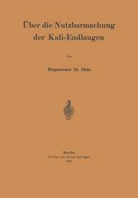 bokomslag ber die Nutzbarmachung der Kali-Endlaugen