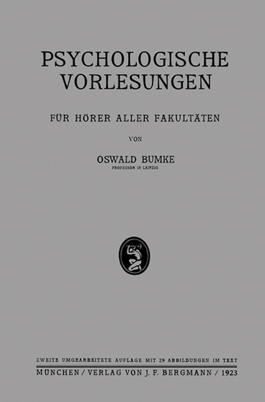 Oswald Bumke - Psychologische Vorlesungen, Häftad