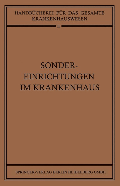 bokomslag Sondereinrichtungen im Krankenhaus