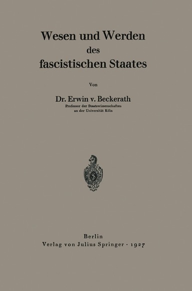 bokomslag Wesen und Werden des fascistischen Staates