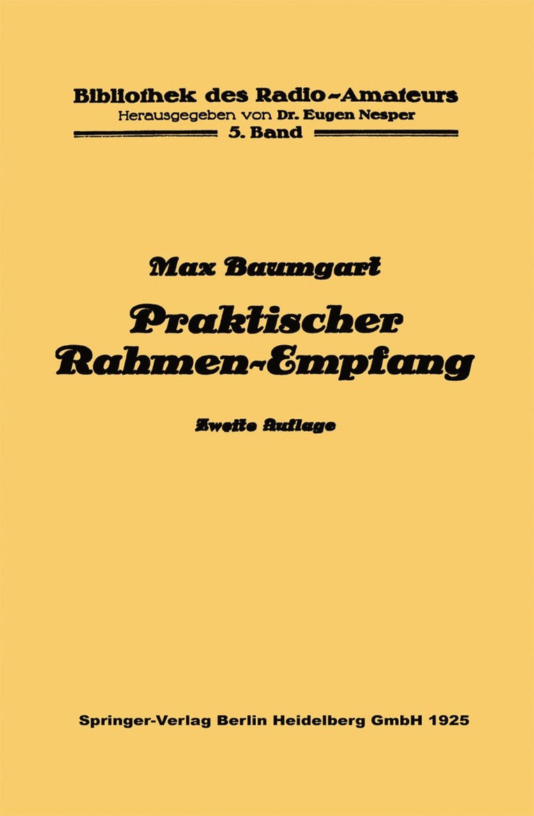Max Baumgart, Eugen Nesper - Praktischer Rahmen-Empfang, Häftad