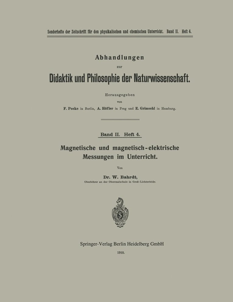 Magnetische und magnetisch-elektrische Messungen im Unterricht 1