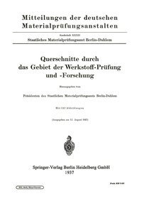 bokomslag Querschnitte durch das Gebiet der Werkstoff-Prfung und -Forschung