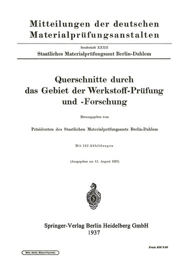 bokomslag Querschnitte durch das Gebiet der Werkstoff-Prüfung und -Forschung
