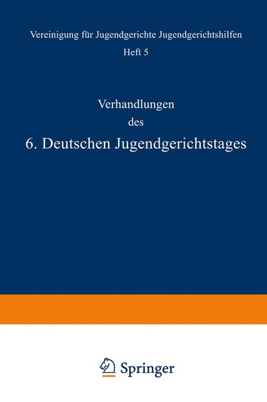 bokomslag Verhandlungen des 6. Deutschen Jugendgerichtstages