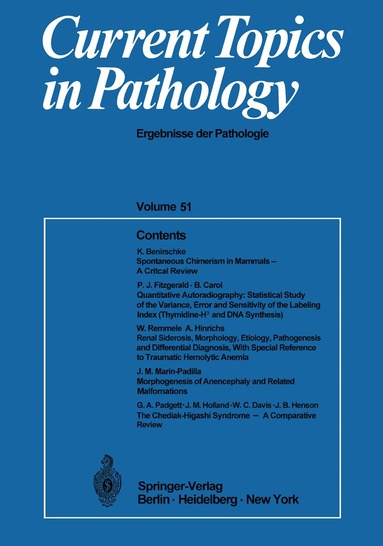 Hans-W. Altmann, Kurt Benirschke - Current Topics in Pathology, Häftad