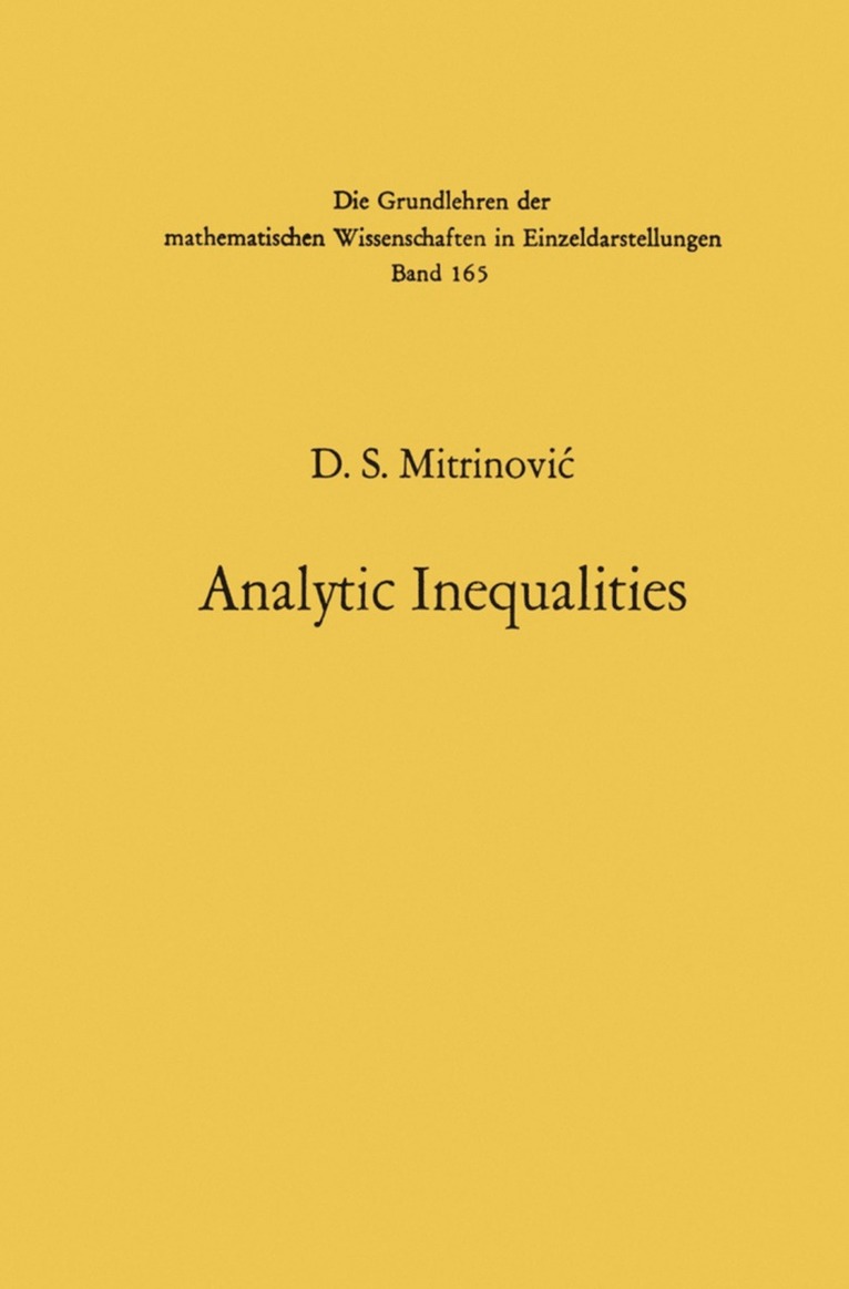 Dragoslav S. Mitrinovic - Analytic Inequalities, Häftad