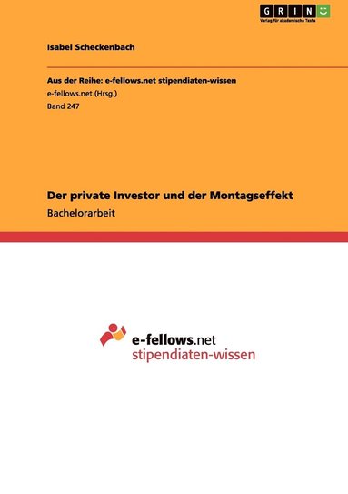 bokomslag Der private Investor und der Montagseffekt