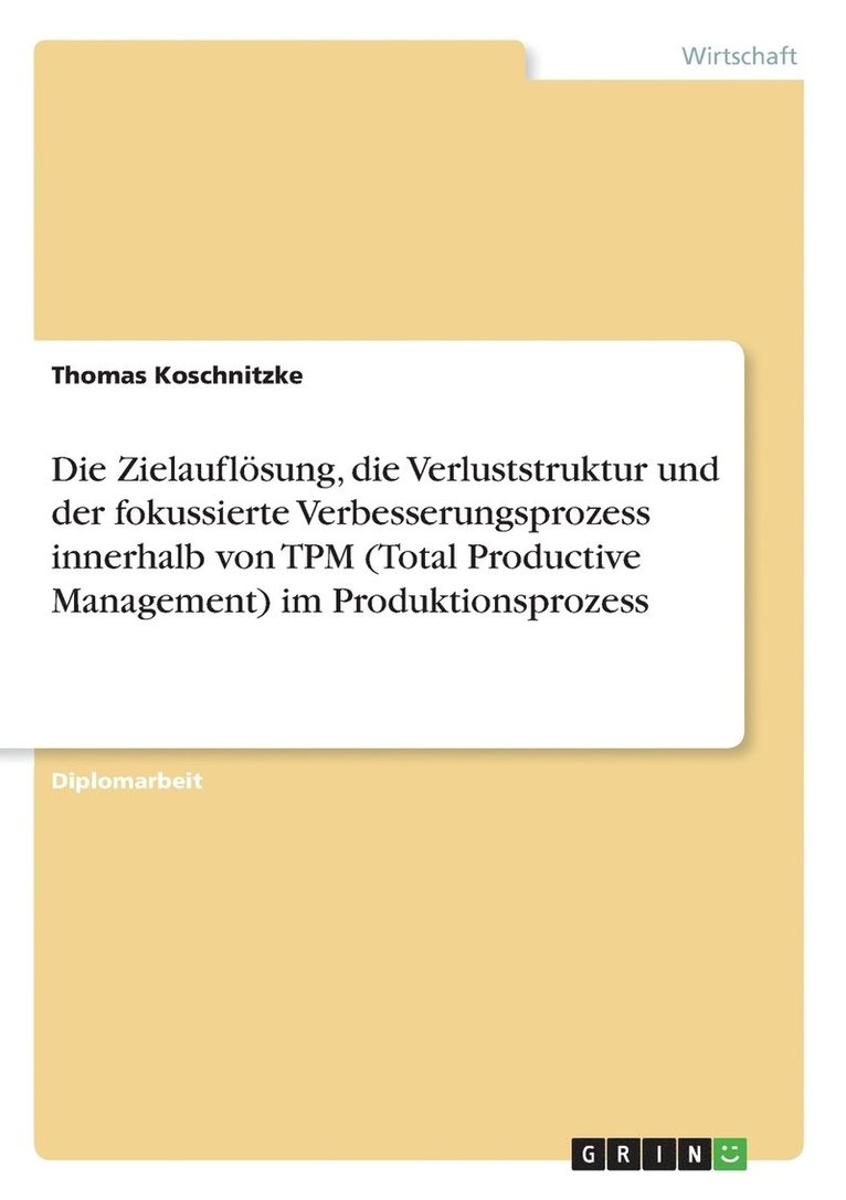 Die Zielauflsung, die Verluststruktur und der fokussierte Verbesserungsprozess innerhalb von TPM (Total Productive Management) im Produktionsprozess 1