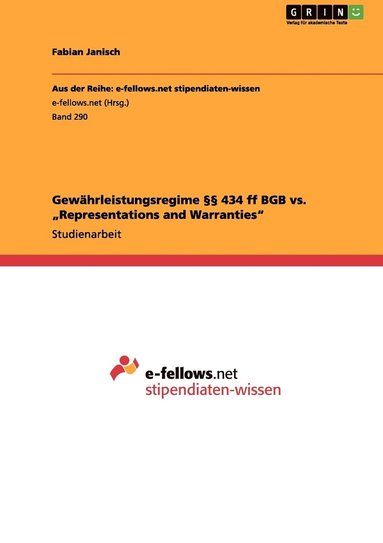 bokomslag Gewhrleistungsregime  434 ff BGB vs. &quot;Representations and Warranties&quot;