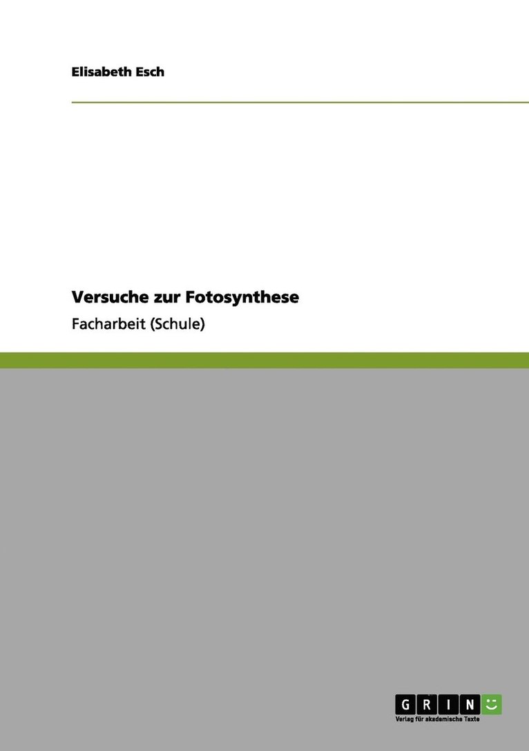 Versuche zur Fotosynthese 1