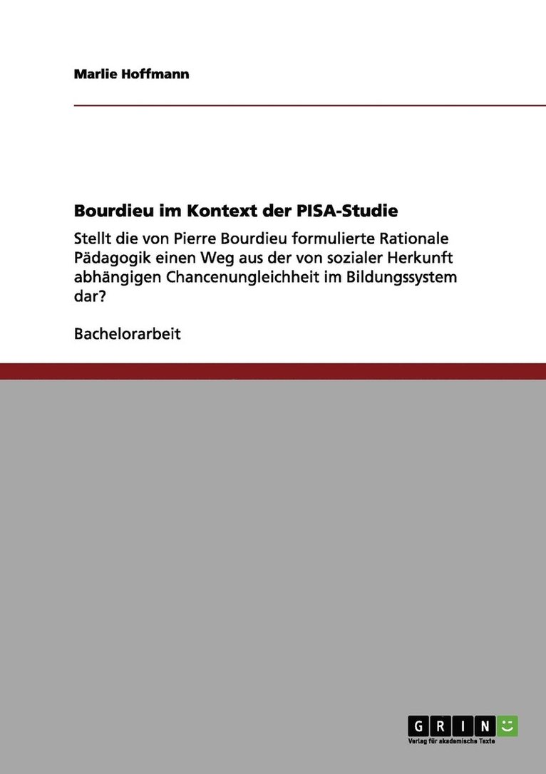 Marlie Hoffmann - Bourdieu im Kontext der PISA-Studie, Häftad