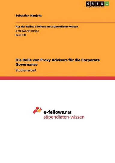 bokomslag Die Rolle von Proxy Advisors für die Corporate Governance