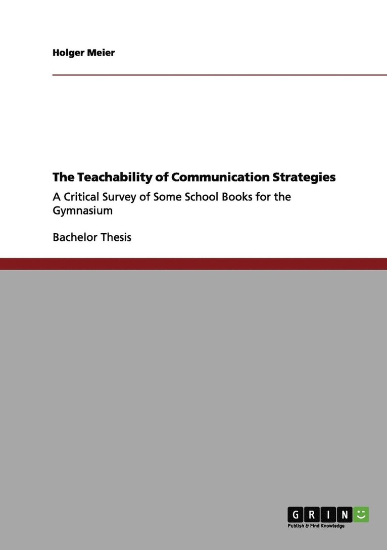 The Teachability of Communication Strategies 1