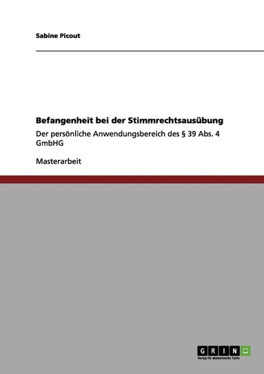 bokomslag Befangenheit bei der Stimmrechtsausübung