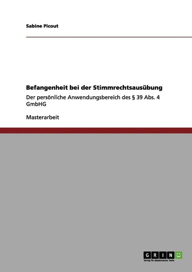 bokomslag Befangenheit bei der Stimmrechtsausubung