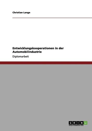 bokomslag Entwicklungskooperationen in der Automobilindustrie