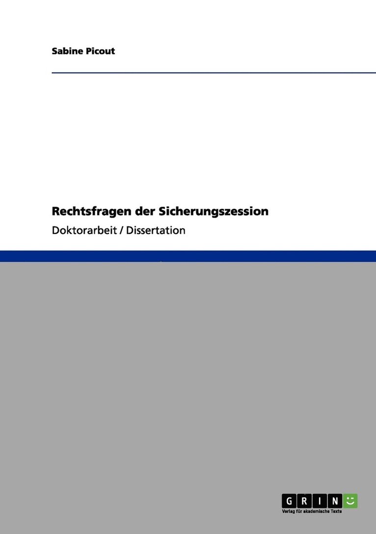 Sabine Picout - Rechtsfragen der Sicherungszession, Häftad