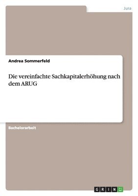 bokomslag vereinfachte Sachkapitalerhöhung nach dem ARUG