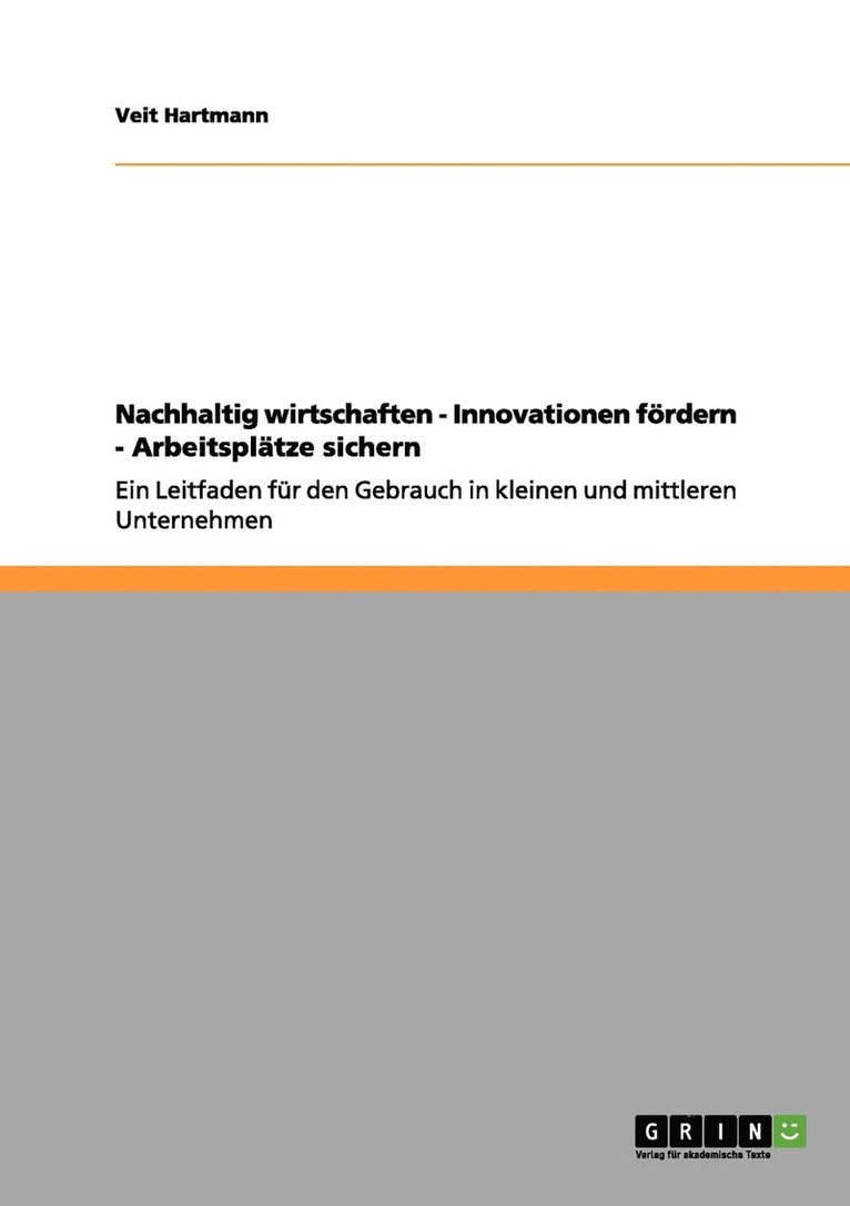Veit Hartmann - Nachhaltig wirtschaften - Innovationen fördern - Arbeitsplätze sichern, Häftad