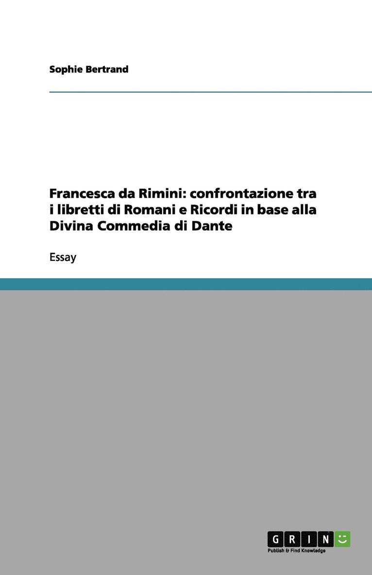 Sophie Bertrand - Francesca da Rimini, Häftad