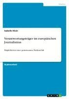 bokomslag Verantwortungstrager Im Europaischen Journalismus