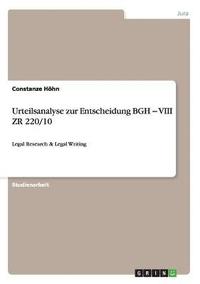 bokomslag Urteilsanalyse zur Entscheidung BGH - VIII ZR 220/10