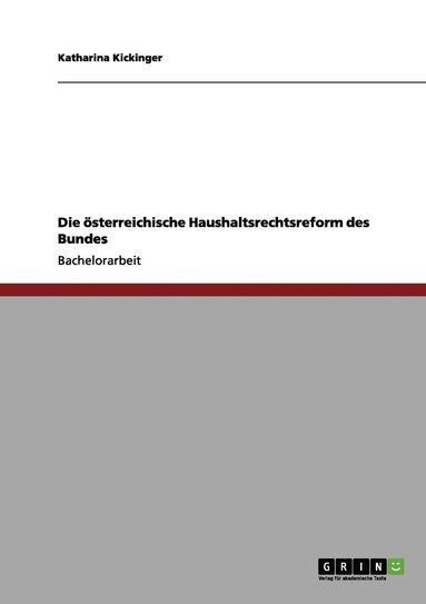 bokomslag österreichische Haushaltsrechtsreform des Bundes