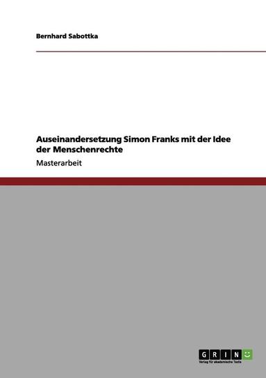 bokomslag Auseinandersetzung Simon Franks Mit Der Idee Der Menschenrechte