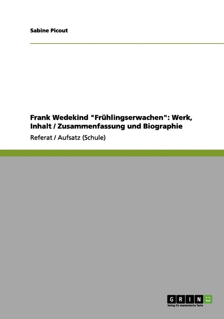 Frank Wedekind "Frühlingserwachen"