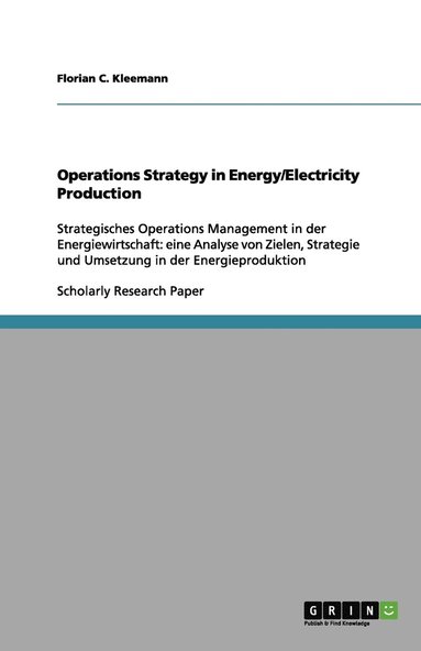 bokomslag Operations Strategy in Energy/Electricity Production