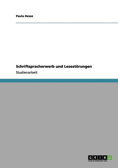 bokomslag Schriftspracherwerb und Lesestörungen