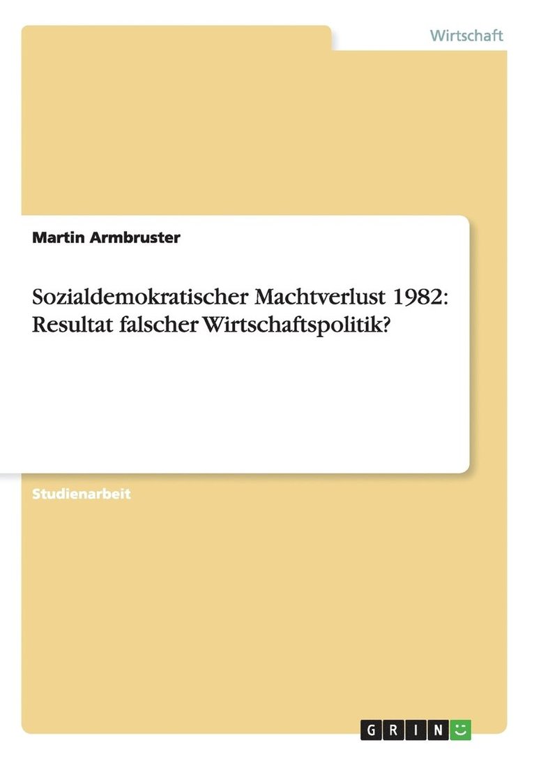 Sozialdemokratischer Machtverlust 1982 1