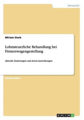 bokomslag Lohnsteuerliche Behandlung bei Firmenwagengestellung