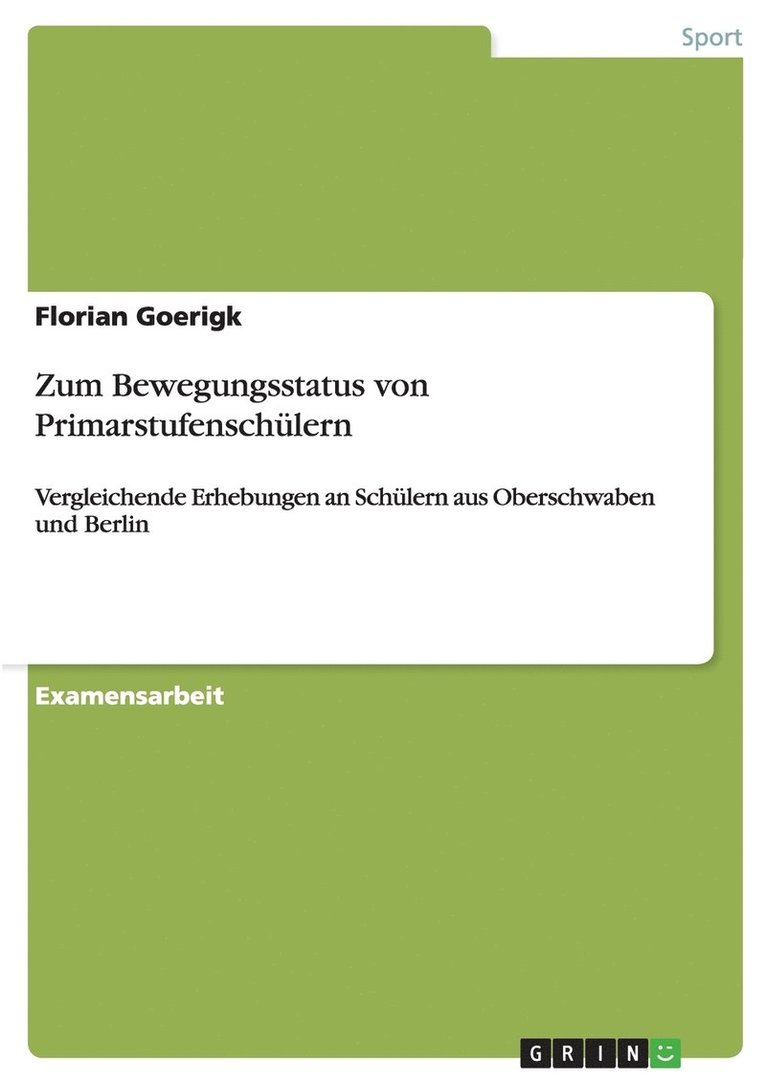 Zum Bewegungsstatus Von Primarstufenschulern 1