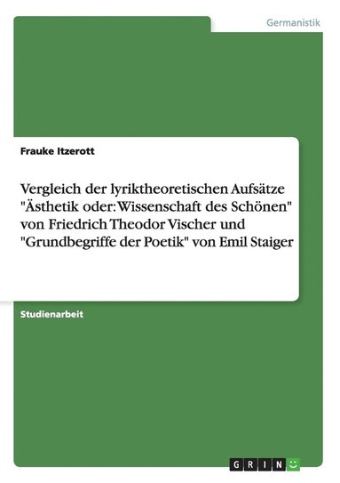 bokomslag Vergleich der lyriktheoretischen Aufsätze "Ästhetik oder