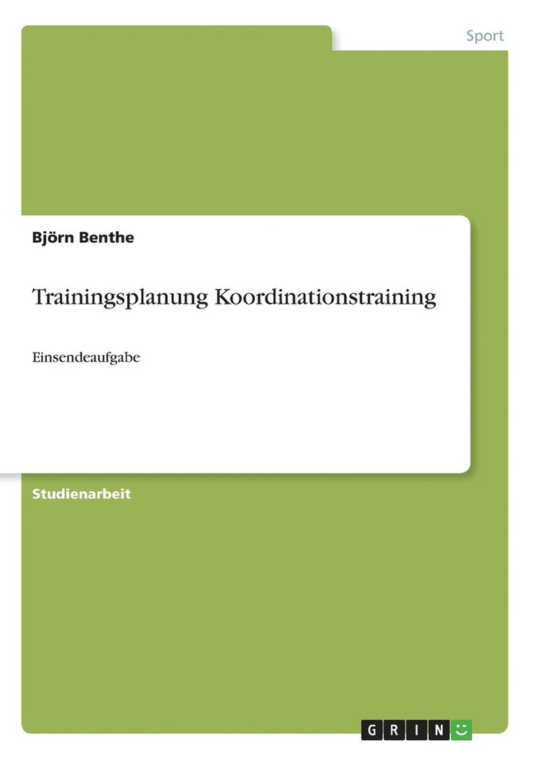 Trainingsplanung Koordinationstraining 1