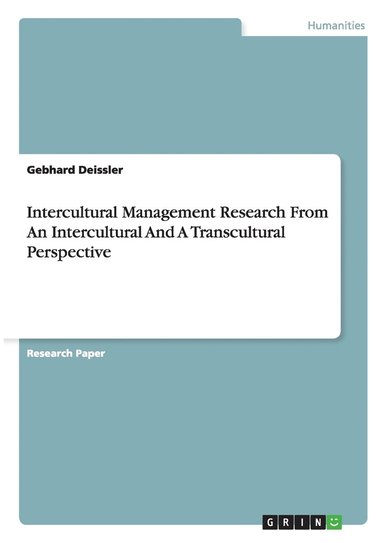 bokomslag Intercultural Management Research from an Intercultural and a Transcultural Perspective