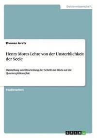 bokomslag Henry Mores Lehre von der Unsterblichkeit der Seele