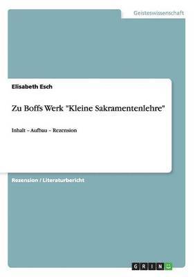 bokomslag Zu Boffs Werk "Kleine Sakramentenlehre"