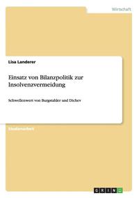 bokomslag Einsatz Von Bilanzpolitik Zur Insolvenzvermeidung